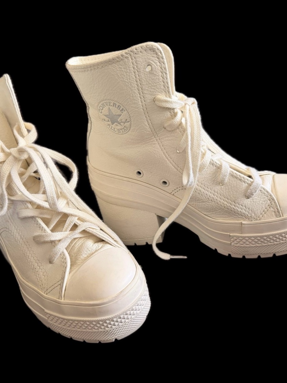 Converse Cream Platform High-Top Lace-Up Boots